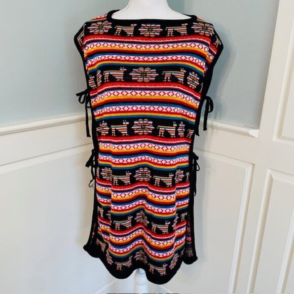 VTG Blanket Llama Southwestern Style 70's Sear's Open Side Sweater Vest OSFA - Picture 2 of 11